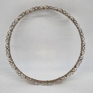 Vintage Silver Filigree Round With Feet Picture Frame Only 9" Diameter